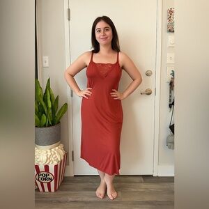 HANNA | Vintage Elegant Red Rayon Slip Dress